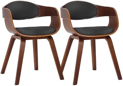CLP Set De 2 Sillas De Sala Kingston En Polipiel I Butacas De Madera con Respaldo Semi-Curvado En Estilo Escandinavo, Color:Nuez/Negro