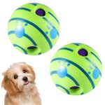 Holdfiturn 2Pcs Interactive Giggle Ball for Dogs Durable Entertaining Dog Toy Squeaky Toy with Unique Sounds Dental Health Chew Toy Suitable for Cats Dogs 5.1" Size