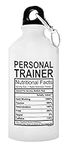 ThisWear Personal Trainer Gifts for Women Personal Trainer Nutritional Facts Personal Trainer Gift Ideas Gift 20-oz Aluminum Water Bottle with Carabiner Clip Top White