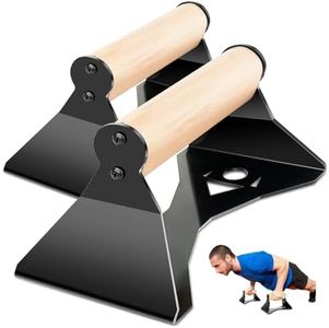 Parallettes Push Up Handles - Heavy Duty Steel Frame with Ergonomic Beech Wood Grips, Calisthenics Equipment for Strength Training, Anti-Slip Push Up Bars for Home Gym (250kg Capacity)