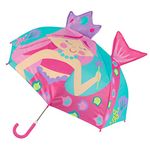 Stephen Joseph Children's Mermaid Print Pop-Up Umbrella - Easy Open Close, Portable Dome Sun and Rain Umbrella with Closure - Lightweight, Multi-Use, Fun Design Patterns