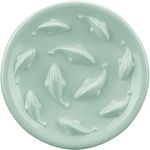 Slow Feeder Bowl for Cats and Small Dogs,Cilkus Fish Pool Design, Fun Interactive Bloat Stop Puzzle Feeder Bowl Healthy Eating Diet Made of Melamine Food Grade Material Dishwasher Safe (Green)