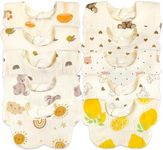 DOSMINE Baby Bibs Muslin Bibs for Baby Girl Boy for Drooling and Teething 10 Pack Cartoon