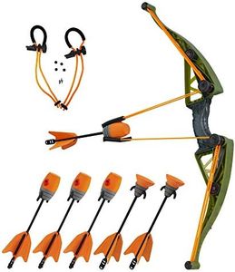 Zing Air Hunterz Z-Curve Bow Pack, 1 Green Bow, 4 Orange Zonic Whistle Arrows, 2 Orange Suction Cup Arrows and 1 Bungee, Shoots Arrows Up to 200 Feet