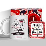 Jhingalala Always Wear Your Invisible Crown Printed Ceramic Mug 325ml with Greeting Card | Gift for Friends, Gift for Friendship Day, Friendship Gifts for Best Friend, Friendship Day Gifts