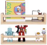 DUICIRX Nursery Room Shelves Set of 2, Wood Floating Book Shelves for Kids Room, Baby Book Shelf for Nursery, Kitchen Spice Rack (Natural Wood- 2 Pack)