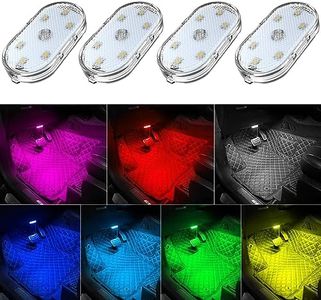 4 PCS Car Led Lights Interior,7 Colors Ambient Lighting Car Interior,USB Rechargeable Car Interior Reading Light,Portable Led Lights for Car