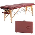 Massage Table Portable Massage Bed Spa Bed 73''L 24" W Height Adjustable PU Leather 2 Folding Spa Bed Facial Cradle Foam Pad Carry Case Tattoo Therapy Bed Salon Equipment