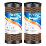 PUREPLUS 5 Micron 10" x 4.5" Whole House Coconut Shell Activated Carbon and KDF Water Filter, Heavy Metal Removal Replacement Water Filter, CTO10BB-KDF, 2 PACK