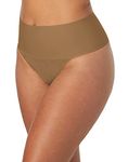 Maidenform Womens Tame Your Tummy Lace Thong Panties, Firm Control Shapewear Thong, Cool Comfort, Caramel Swing Lace, Medium