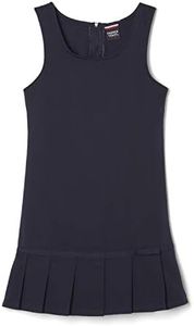 French Toast Girls' Pleated Hem Jumper with Ribbon, Navy, 6