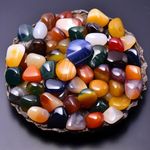 SigMntun Polished Stone Set Colorful Agate Crystals, 1.2cm, 284 g Handpicked Natural Tumbled Gemstones Rocks, Pebbles for Reiki, Chakra, Healing, Home Decor