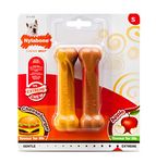 Nylabone Extreme Tough Dog Chew Toy Bones, Cheeseburger & Apple Flavour, 2-piece, Small, For Dogs Up To 11 kg