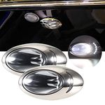 Boat LED Light 2pcs 6300K IP66 Waterproof Marine Boat Navigational Side Bow Tear Drop Lights Stainless Steel Flush Mount