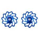 Rear Derailleur Pulley Bike Wheel Pulley 2pcs Ceramic Pulley Rear Derailleur Guide Roller Part Wheels for Mountain Bike Road Bike(11T-Blue)