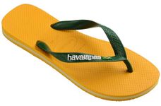 Havaianas Unisex Brasil Logo Flip Flops, Pop Yellow, 3/4 UK