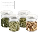 ZENS 300ml Glass Jars with Sealed Lids Set of 4, Airtight Spice Storage Jars with Glass Lids for Herbs, Clear Kitchen Canister Jar Sets, Small Airtight Container for Pantry Food Sugar Storage.