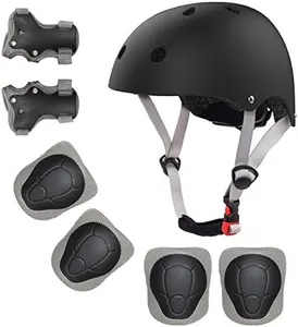 Kids Bike Helmet with Sports Protective Gear Set Knee Elbow Pads Wrist Pads for Bike Skateboard Skating Scooter Rollerblading, Adjustable and Ventilation Helmet Set