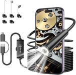 Ferdiiz Endoscope Inspection Camera, 1920P HD Borescope Camera, 16.4ft Semi-Rigid Snake Endoscope with 8 Adjustable LED Lights, IP67 Waterproof Drain Pipe Borescope Gadgets Tool for iOS9+ Android 6+