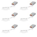 Juno LED Recessed Lights 4 Inch Round Wafer Downlight, 5-in-1 Switchable White Color Temperature, 120 Volts, 4-Inch Ultra-Thin Flat Trim, Matte White, 6-Pack (WF4 SWW5 90CRI CP6 MW M2)