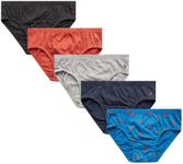 U.S. Polo Assn. Men's Underwear - 5 Pack Low Rise Cotton Brief with Contour Pouch - Underwear Briefs for Men (Sizes: S-XL), Size Large, Dark Grey/Burnt Orange/Heather Grey/Denim/Blue Print