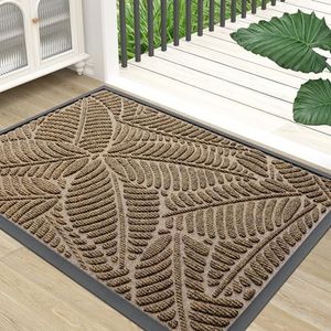 Colorxy Waterproof Doormat, Sturdy Natural Rubber Front Indoor Mat, Non Slip Low Profile Indoor Outdoor Door Mats, Stain and Fade Resistant Floor Mat, Easy Clean Patio Entrance Mat, 71x47, Brown