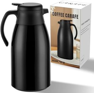 PARACITY 58oz/1.6L Thermal Coffee Carafe with Stainless Steel Liner, Carafes for Keeping Hot, Double Walled Vacuum Insulated Um for Coffee & Tea, Home & Office