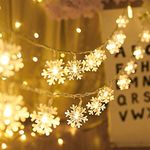 Adispotg Snowflack Fairy Lights, 20ft 40 LED BatteryPowered String Lights, 2 Lighting Modes, Decoractive for Indoor Outdoor, Bedroom, Wedding, Party,Birthday, Valentine, Christmas, Tree Decoration