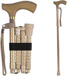 Switch Sticks Designer Folding Walking Stick, Folding Walking Cane, Collapsible Walking Stick, Adjustable From 32 to 37 Inches, Engraved Pearl Gold