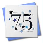 Claire Giles Hearts and Stars Happy 75th Birthday Card - Blue