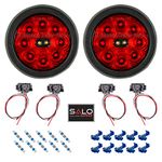 LED Tail Light Kit - 4" Round Hi Visibility Stop-Turn-Tail Lights w/Reverse Lights | For Trucks Trailers RVs | Includes Wiring Connectors (Grommet Mount)