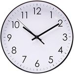 Epy Huts Wall Clock for Living Room, Indoor Non-Ticking Silent Quartz Quiet Sweep Movement Wall Clock for Office, Bathroom, Living Room Decorative 10 Inch White