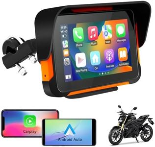 Car Stereo for Motorcycle, Universal Motorbike Wireless CarPlay & Android Auto GPS Navigation Dual Bluetooth, 5 Inch IPS Touchscreen Waterproof & Dustproof IP67 Navigator EQ System Voice Control