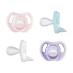 Tommee Tippee Ultra-Light Silicone Pacifier, 0-6 Months, Symmetrical One-Piece Design, BPA-Free Silicone Binkies, Pack of 4