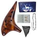 Mulucky Ocarina 12 Hole Alto C Smokey Straw Fired Ceramic Ocarina with Song Book for Beginners, (Yellow)