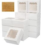 TRENDZ4U White 25 Pcs Cookie Bakery Boxes with Window 6x6x2.5 Inches Small Cake Boxes, Gift Boxes for Dessert, Pastry, Muffin Cookie, Donut, Treat Boxes for Kids Party, Cupcakes Containers