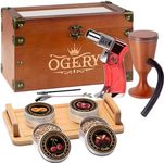 OGERY Cocktail Smoker Kit, Whiskey Smoker Kit with Smoking Gun, Old Fashioned Bourbon Smoker Box and 4 Flavors Wood Chips, Unique Anniversary Birthday Gifts for Men, Dad, Husband (No Butane)