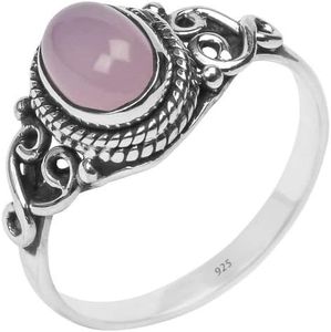 Rose Quartz Stone Ring 925 Sterling Silver Statement Ring For Women Handmade Rings Gemstone Christmas Promise Ring Size US 5 Gift For Her