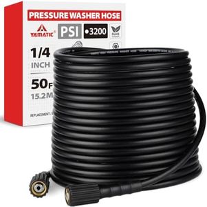 YAMATIC Kink Resistant Pressure Washer Hose 50FT 1/4" M22 Brass Fitting Power Washer Hose Replacement for Ryobi, Troy Bilt, Greenworks, CRAFTSMAN Most Brand Power Washer, 3200 PSI