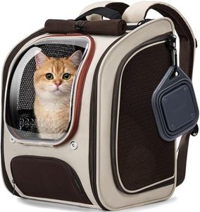 Pecute Cat Backpack Carrier, Large Space Cat Bubble Backpack, Breathable Cat Carrier, Shaded Dog Backpack Carrier, Ergonomic 3D Design for Travel, Hiking, Walk, Khaki-on-Khaki Color Blocking