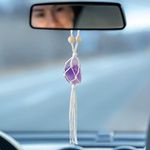 ITUBLE Amethyst Car Rear View Mirror Hanging Accessories Interior for Women Men Girls Energy Protection Crystals and Healing Stones Car Ornaments Car Rearview Mirror Charms Christmas Tree Decorations