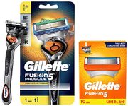 Gillette Proglide Men's Grooming Razor with Flexball Technology - Adapts to Facial Contours (1 pc) & Fusion Shaving Blades- Pack of 10 (Cartridges)