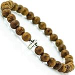 Wood Beaded Cross Bracelet for Men: Confirmation Gifts for Teens First Communion Religious Cross Statement, One, Wood