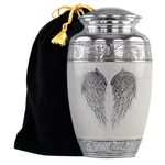 STONLIF Angel Wings Cremation Urn for Human Ashes Adult Female, Decorative Urns, Burial Urns, Funeral Urns for Women and Men - Large, White