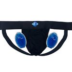 Test-Eeze Vasectomy Jockstrap With 2-Custom Fit Ice Packs Active Athletic Supporters Elastic Waistband Testicular Jock Straps, Black, X-Large