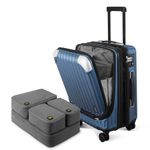 LEVEL8 Carry on Suitcase Expandable with 4pcs Luggage Organiser Set, 55CM Carry Luggage with Laptop Compartment ABS+PC Hardshell Spinnerfor Cabin Suitcase with 4Wheel TSA, Blue