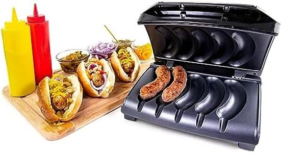 Homecraft Electric Sausage & Brat Grill with Oil Drip Tray, Carry Handle, and Cord Storage, up to 5 Links of Beef, Turkey, Chicken, Veggie Sausages, or Hot Dogs