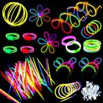 GOLDGE 224PCS Glow Sticks Party Packs Glow Stick Bracelets Necklaces Glow in the Dark, Neon Glow Stick Pack Party Bag Fillers for Kids Adult Party Favours for Party Decorations