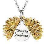 Custom4U You Are My Sunshine Necklace Pesronalised Sterling Silver Sunflower Pendant Customized Jewellery Gifts for Women Mum Girlfriend Birthday Christmas