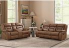 EBELLO Manual Recliner Sofa Set, Faux Leather Reclining Living Room Furniture Set, Included Loveseat and 3 Seat Manual Recliner Sofa, Brown(Loveseat+Sofa)